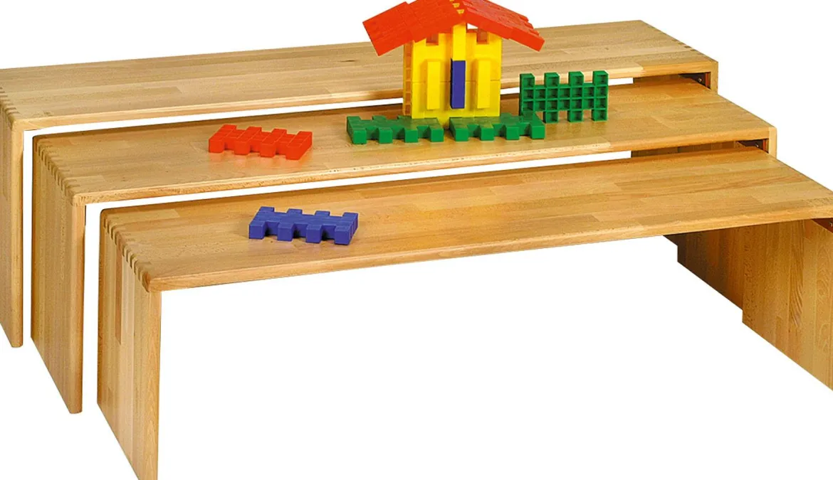 Stapelbänke-Set 3-teilig, Buche massiv