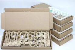 Stapelzahlen 100er Zahlenraum (34 Stück) - Zahlenbausteine naturfarben aus RE-Wood®