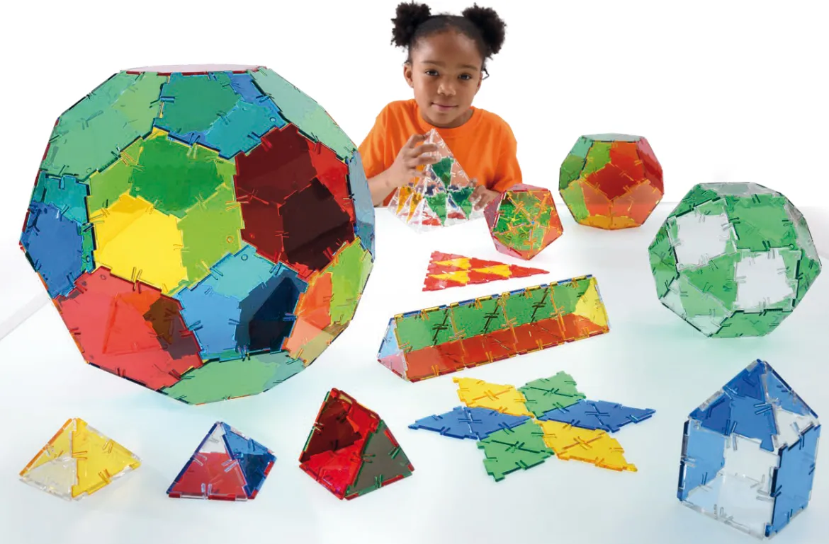 Steckbausteine, Original Crystal Polydron, transluzent, Klassenset, 184 Teile, für Kinder