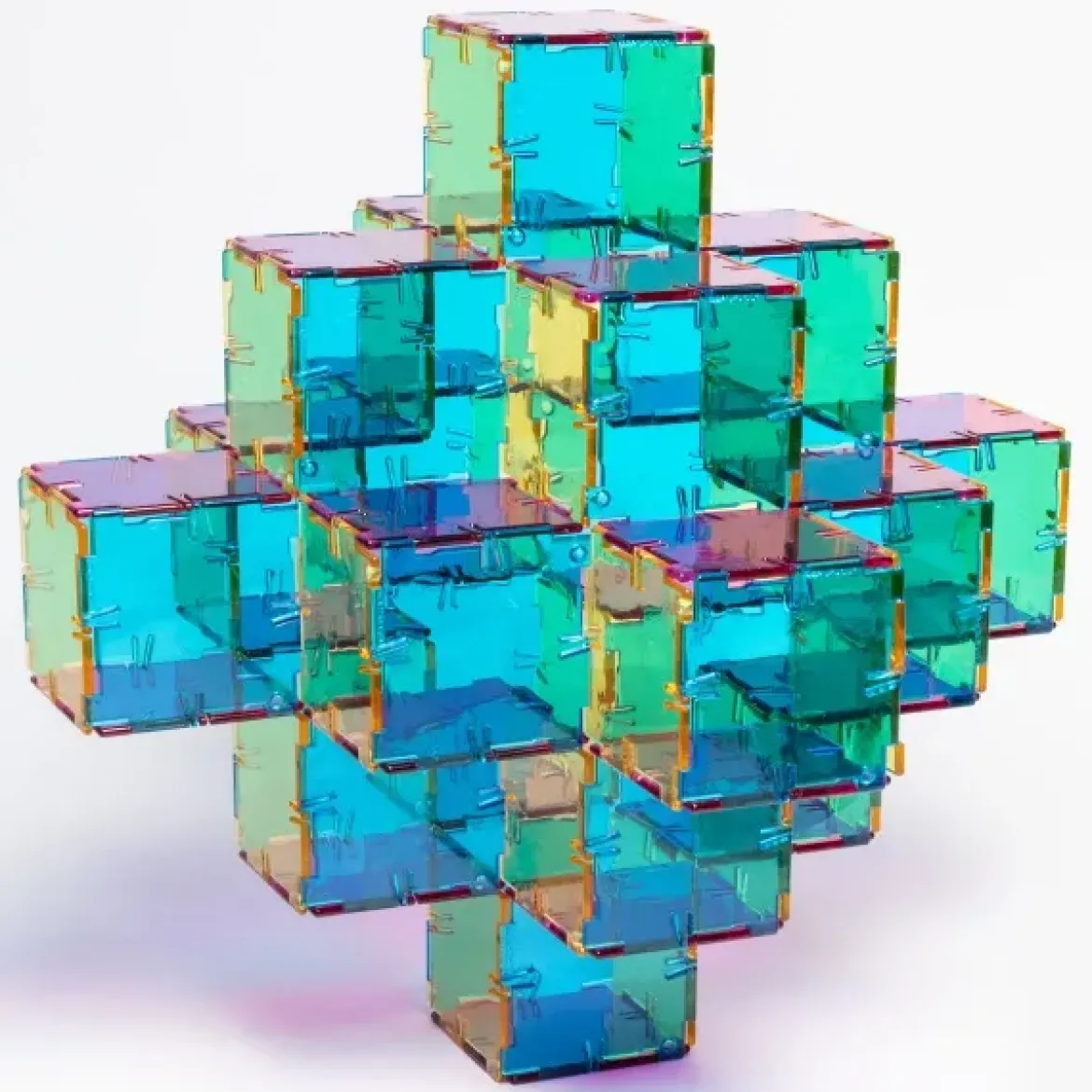Steckbausteine, Original Crystal Polydron, transluzent, Klassenset CMY, 96 Teile, für Kinder