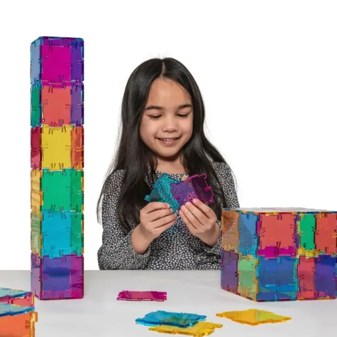 Steckbausteine, Original Crystal Polydron, transluzent, Klassenset CMY, 96 Teile, für Kinder