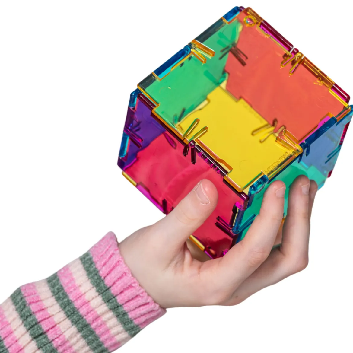 Steckbausteine, Original Crystal Polydron, transluzent, Klassenset CMY, 96 Teile, für Kinder