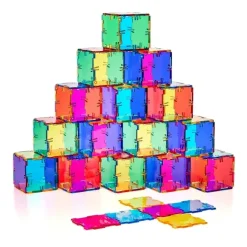 Steckbausteine, Original Crystal Polydron, transluzent, Klassenset CMY, 96 Teile, für Kinder