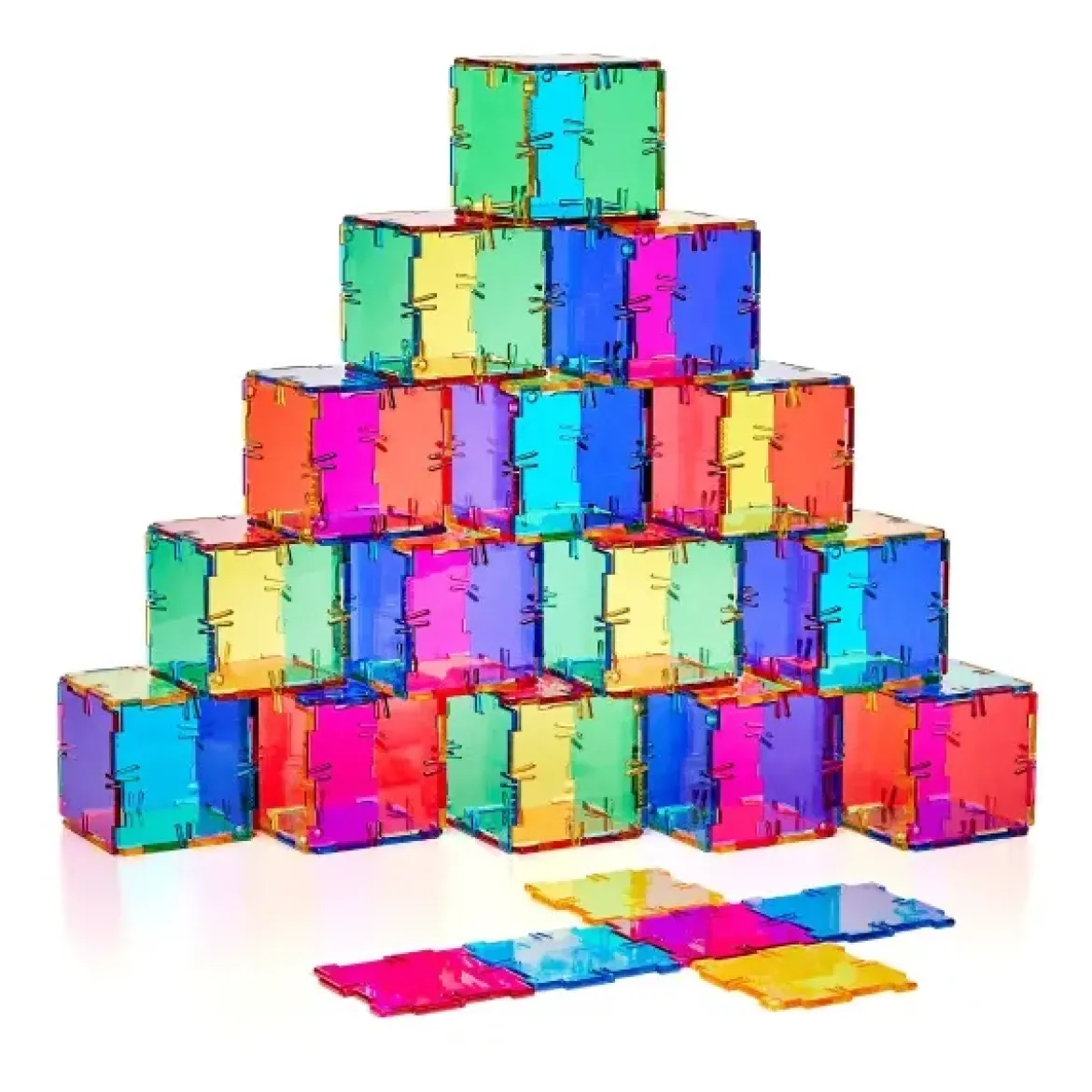 Steckbausteine, Original Crystal Polydron, transluzent, Klassenset CMY, 96 Teile, für Kinder