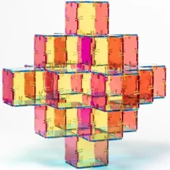 Steckbausteine, Original Crystal Polydron, transluzent, Klassenset CMY, 96 Teile, für Kinder