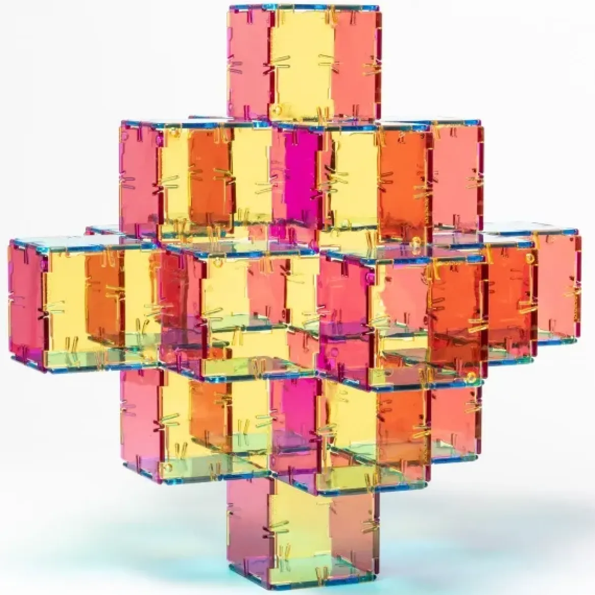 Steckbausteine, Original Crystal Polydron, transluzent, Klassenset CMY, 96 Teile, für Kinder