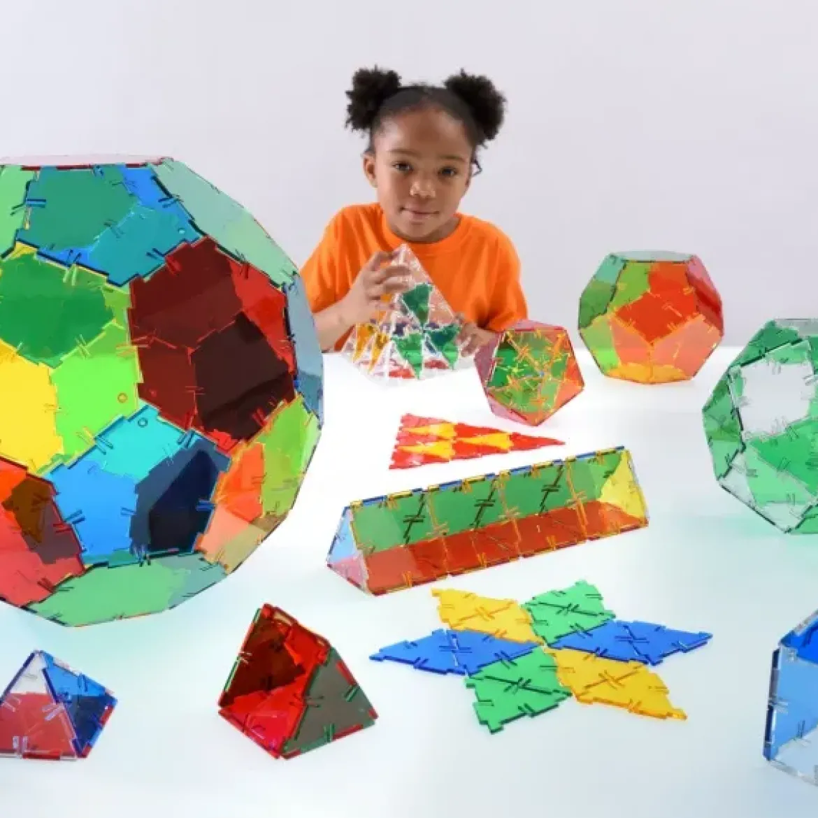 Steckbausteine, Original Crystal Polydron, transluzent, Starterset, 164 Teile, für Kinder