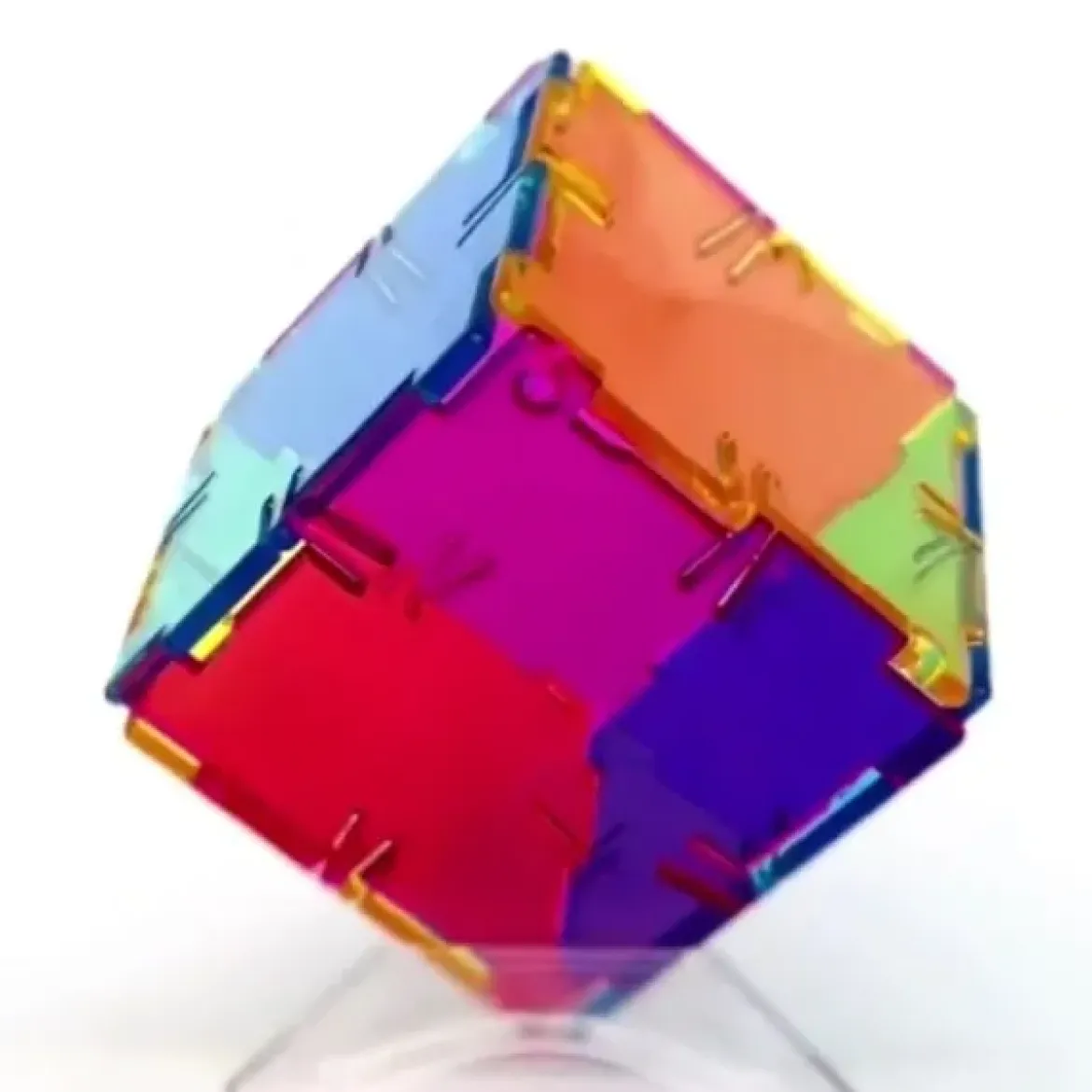 Steckbausteine, Original Crystal Polydron, transluzent, Starterset CMY, 48 Teile, für Kinder