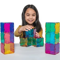 Steckbausteine, Original Crystal Polydron, transluzent, Starterset CMY, 48 Teile, für Kinder