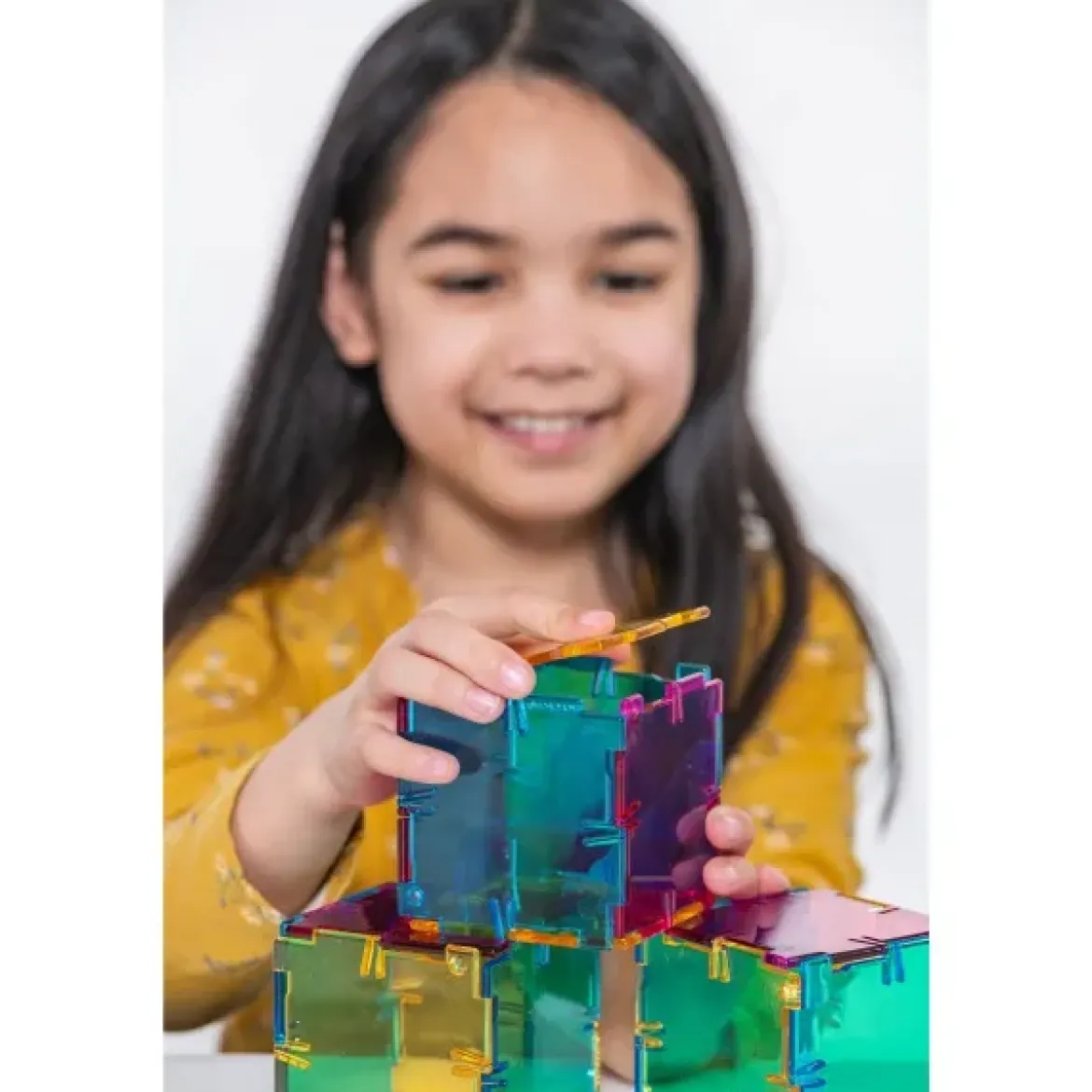 Steckbausteine, Original Crystal Polydron, transluzent, Starterset CMY, 48 Teile, für Kinder