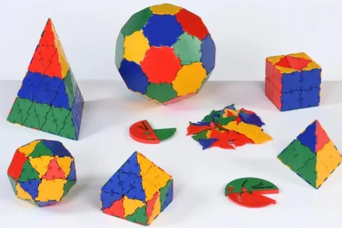 Steckbausteine, Original Polydron, Geometrie-Set inkl. Winkelmesser, 266 Teile, für Kinder