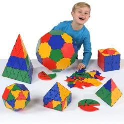 Steckbausteine, Original Polydron, Geometrie-Set inkl. Winkelmesser, 266 Teile, für Kinder