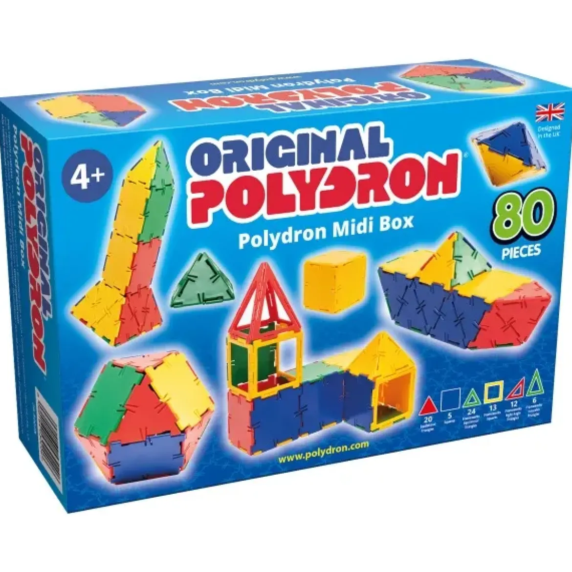 Steckbausteine, Original Polydron, Midi-Box, 80 Teile, für Kinder