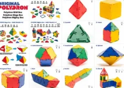 Steckbausteine, Original Polydron, Mighty-Box inkl. Drehgelenken und Reifen, 223 Teile, für Kinder