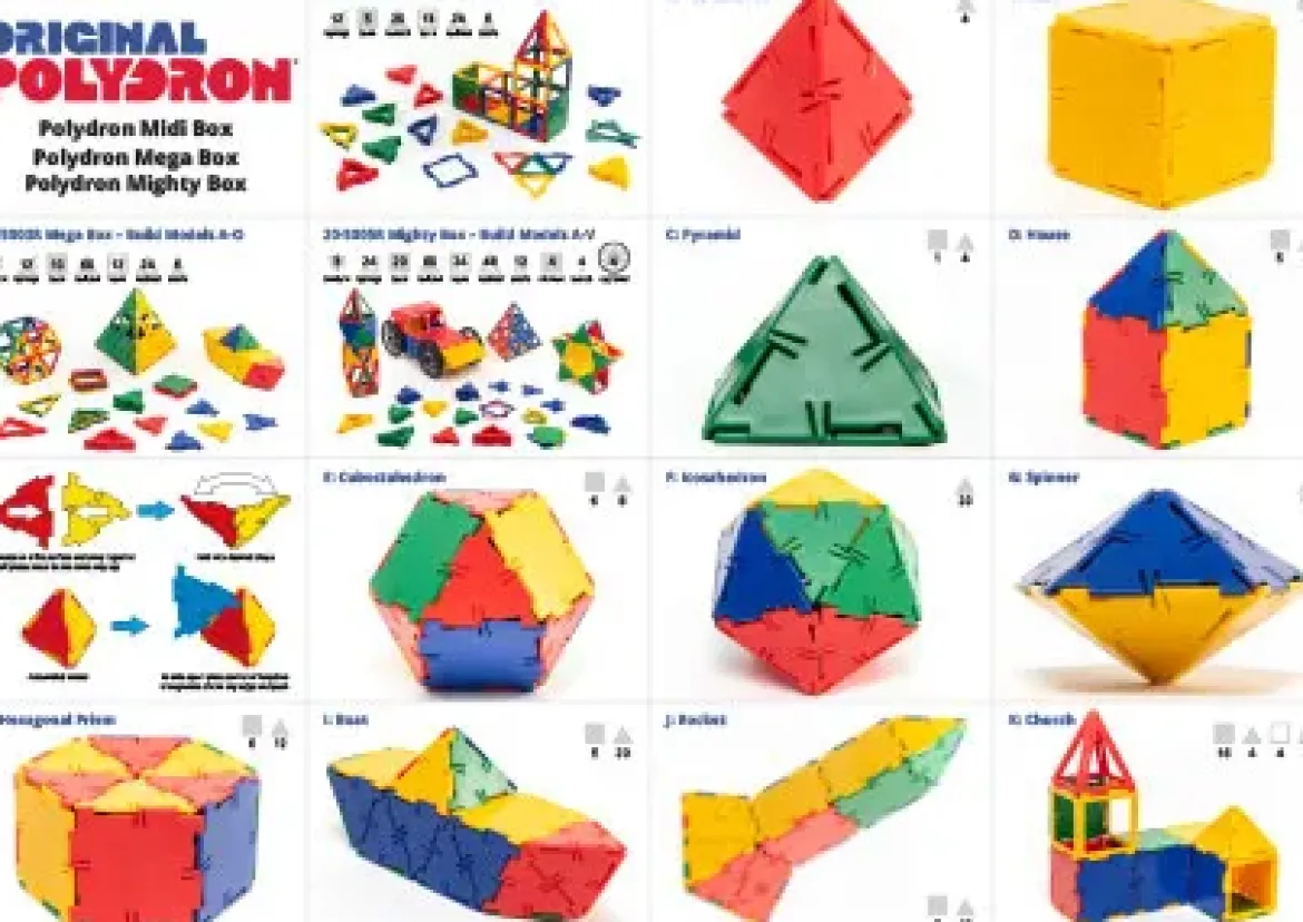 Steckbausteine, Original Polydron, Mighty-Box inkl. Drehgelenken und Reifen, 223 Teile, für Kinder