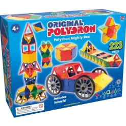 Steckbausteine, Original Polydron, Mighty-Box inkl. Drehgelenken und Reifen, 223 Teile, für Kinder