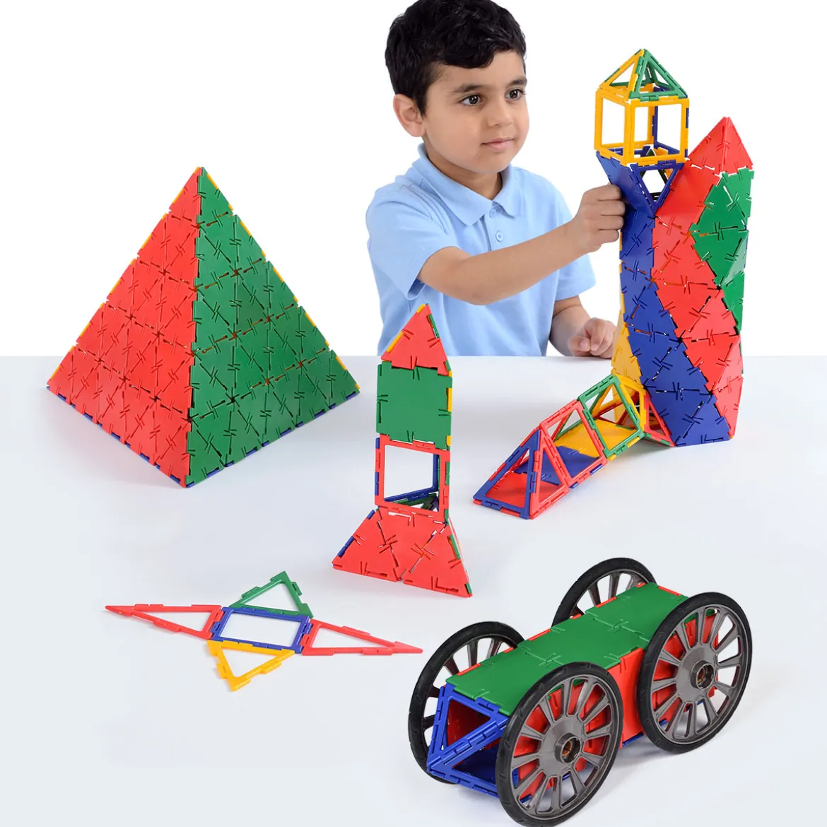 Steckbausteine, Original Polydron, Mighty-Box inkl. Drehgelenken und Reifen, 223 Teile, für Kinder