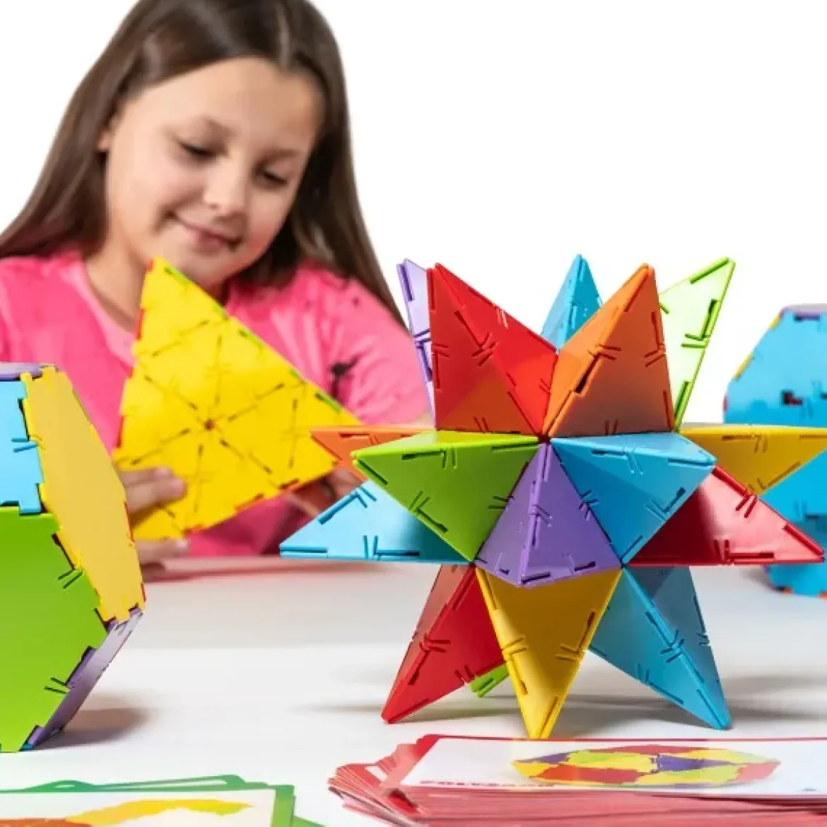 Steckbausteine, Original Polydron, Sonderfarben Klassenset inkl. Aufgabenkarten, 276 Teile, für Kinder
