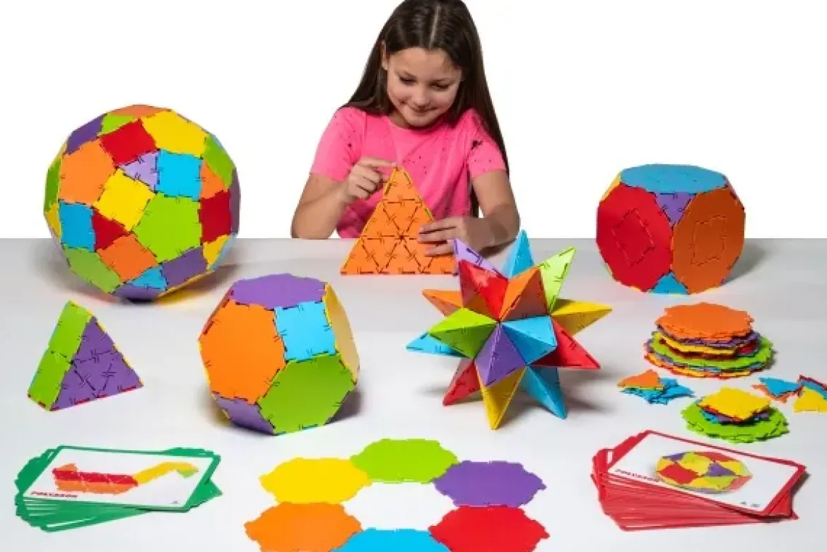 Steckbausteine, Original Polydron, Sonderfarben Klassenset inkl. Aufgabenkarten, 276 Teile, für Kinder