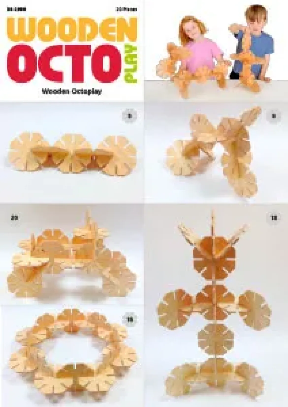Steckblumen, Polydron Wooden Octoplay, 20 Teile, aus Holz, für Kinder
