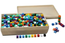 1000 Steckgewichtswürfel in 10 Farben, allseitig steckbar, in RE-Wood® Box