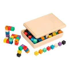 100 Steckwürfel in 10 Farben in Box aus RE-Wood®