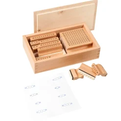 Stempel mit Farbigen Perlenstäbchen, 11 Stück in Holzbox
