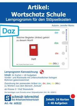 Stöpselkarten 'Artikel: Wortschatz Schule (DaZ)'