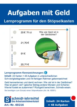 Stöpselkarten 'Aufgaben mit Geld'