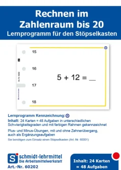 Stöpselkarten Rechnen +, - bis 20