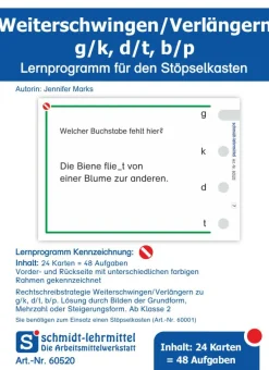 Stöpselkarten 'Weiterschwingen/Verlängern g/k, d/t, b/p'