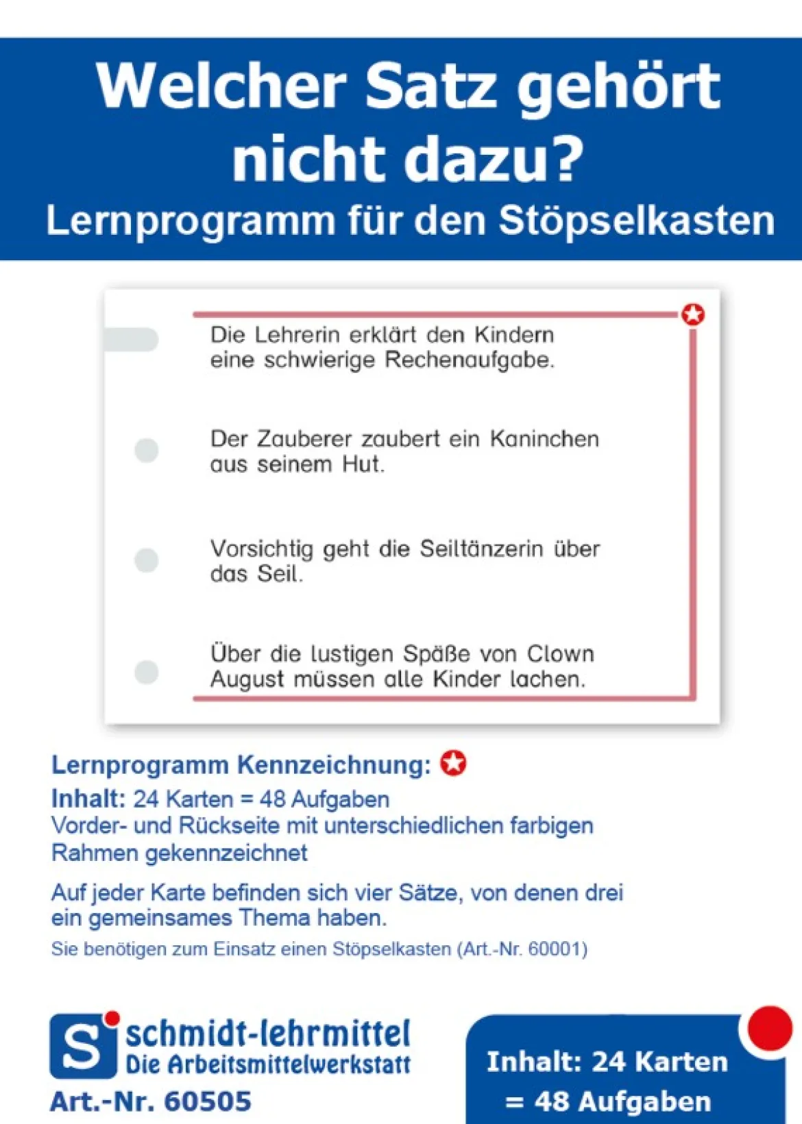 Stöpselkarten 'Welcher Satz gehört nicht dazu?'