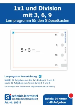 Stöpselkarten '1 x 1 und Division mit 3, 6, 9'