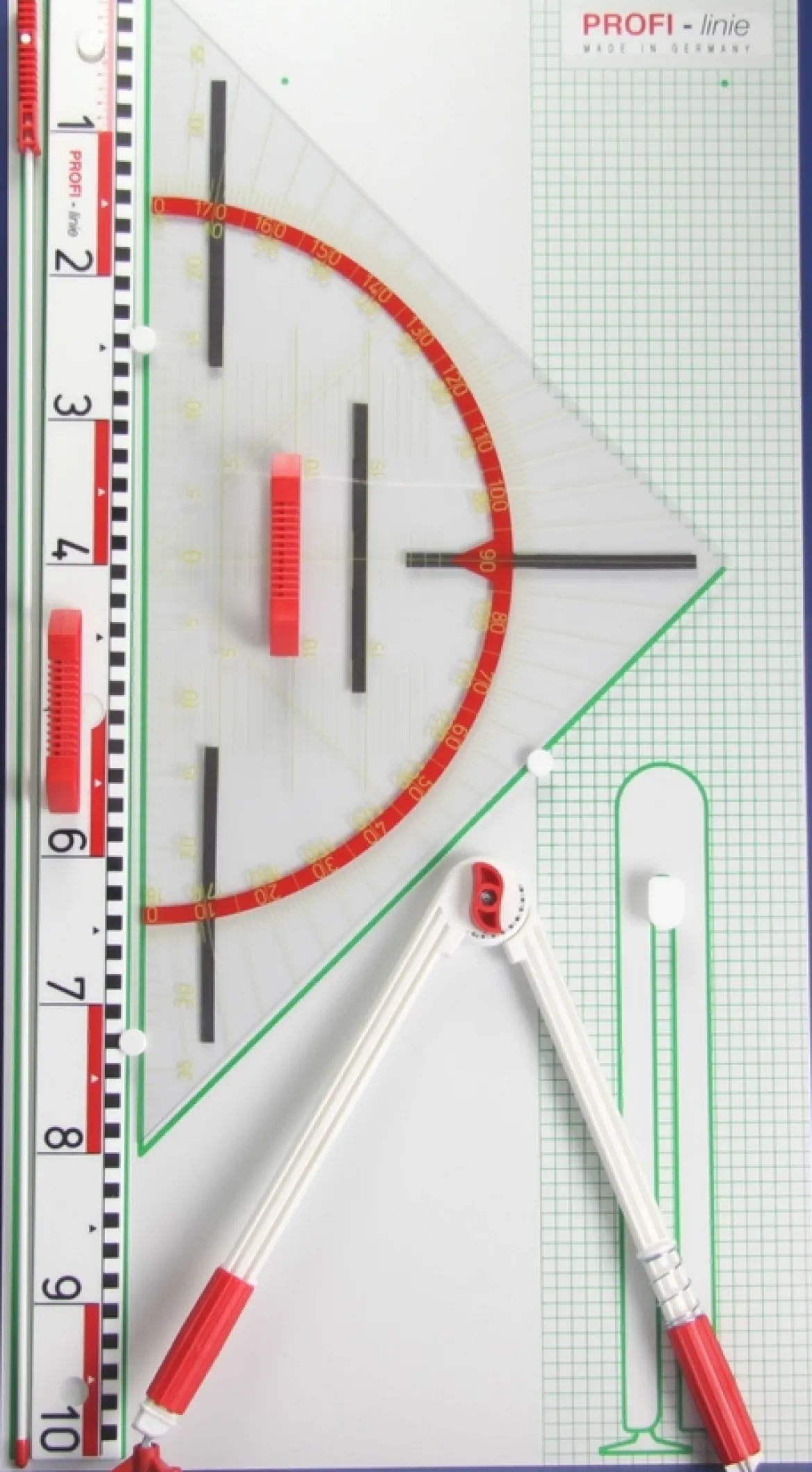 Tafelzeichengeräte Satz II Magneto mit Vollmagnetstreifen aus RE-Plastic° PROFI-linie (165103.M00)