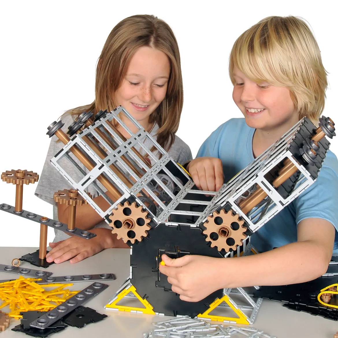 Technik-Konstruktionsset, Original Polydron, Maschinen-Bausatz, 250 Teile, für Kinder