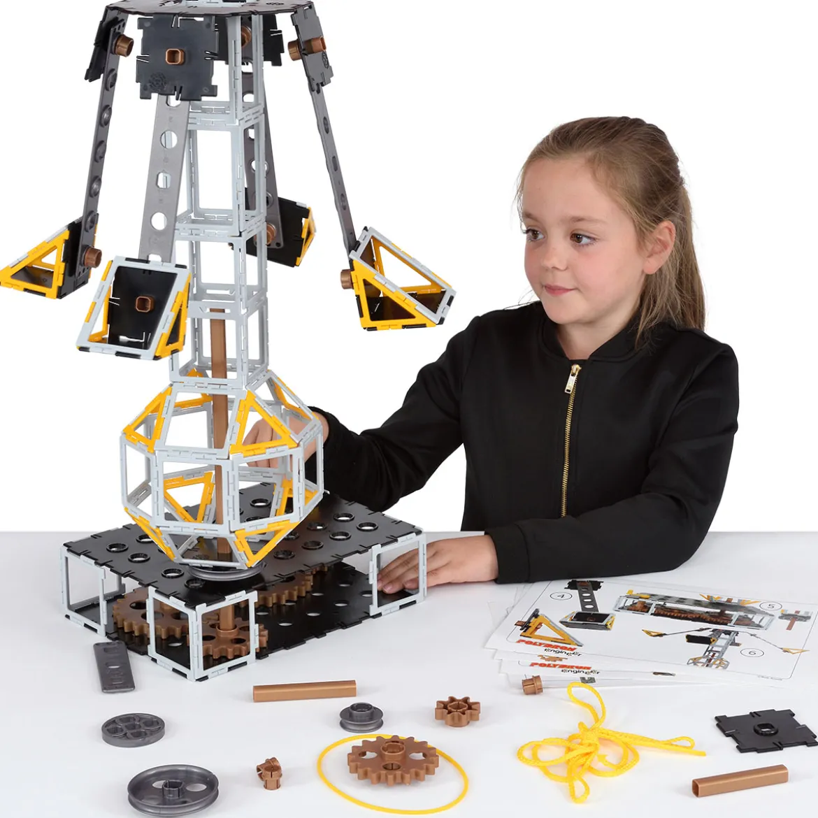 Technik-Konstruktionsset, Original Polydron, Maschinen-Bausatz, 110 Teile, für Kinder