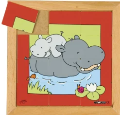 Tier-Puzzle Mutter und Kind - Flußpferd, ab 3 Jahre
