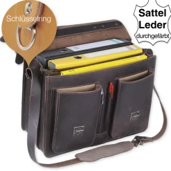 TimeTEX Büchertasche Probata mittel, ranger (dunkelbraun), Sattelleder