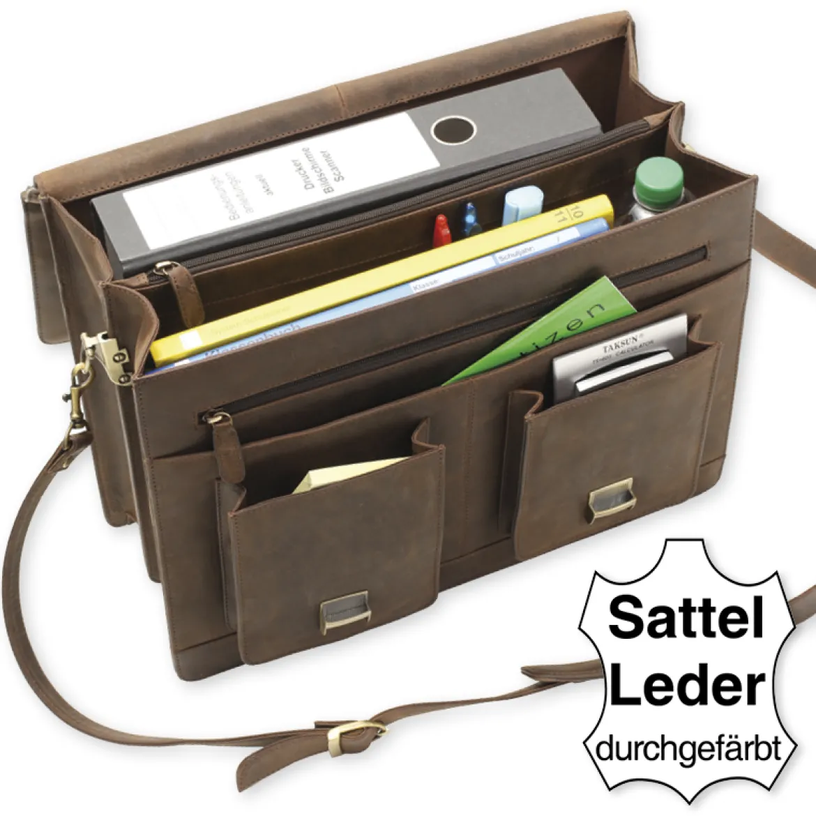 TimeTEX-Büchertasche Selecta Classic, ranger, Sattelleder