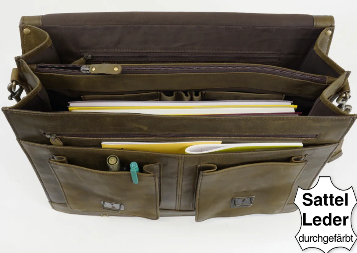 TimeTEX-Büchertasche Selecta Classic, ranger, Sattelleder