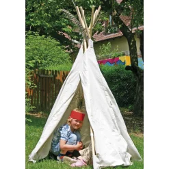 Tipi klein, Ø 165 cm, 160 cm hoch, wasserabweisend, steckbares Holzgestänge