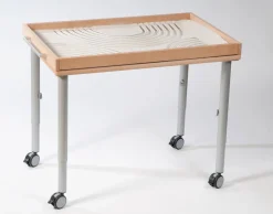Tisch für Sandexperimentierwanne für den Kindergarten, 100 x 65 cm, höhenverstellbar 59-76 cm