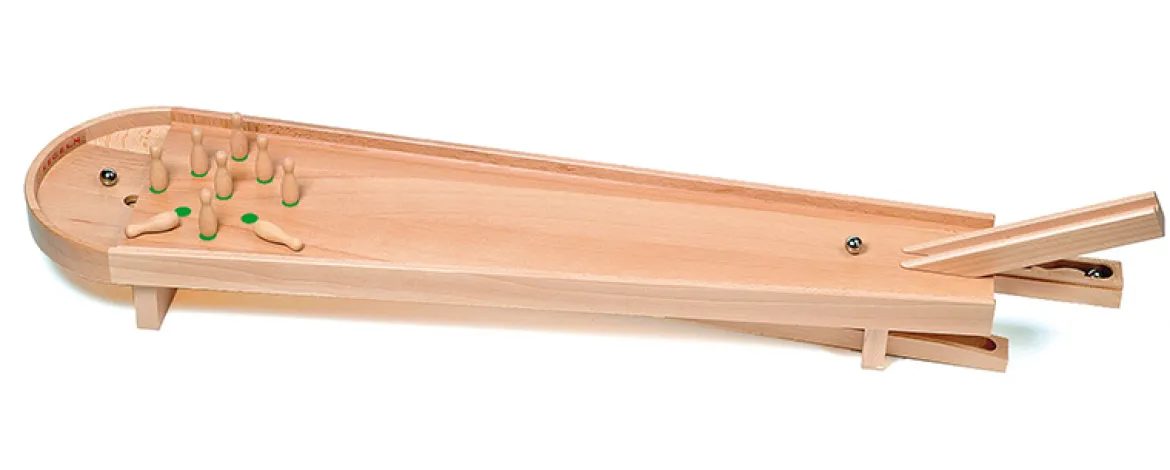 Tischkegelbahn, aus Buchenholz, 86 cm lang, ab 4 Jahre