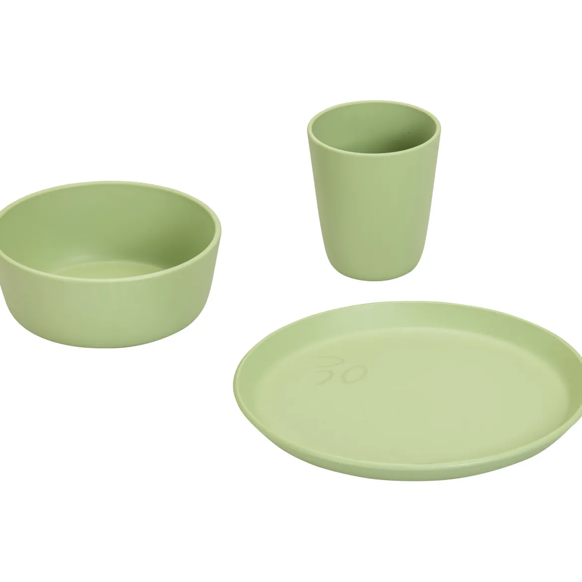 treeNside Kindergeschirr-Set - Teller, Becher & Schüssel, blassgrün