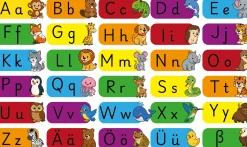 Treppenaufkleber, Alphabet, ABC, bunt, mit Tiersymbolen, 110 x 10 cm