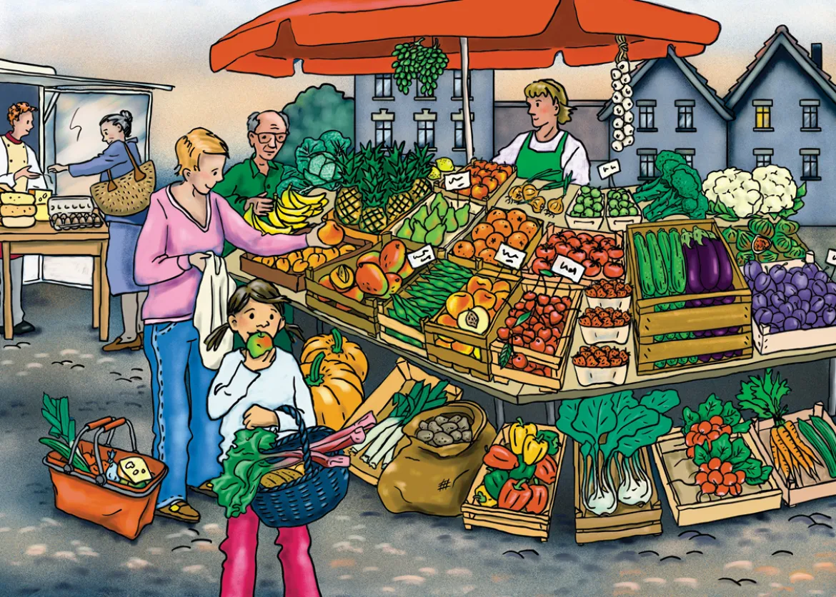 Vocabular Wortschatz-Bilder - Obst, Gemüse, Lebensmittel, Kopiervorlage, 3-99 Jahre