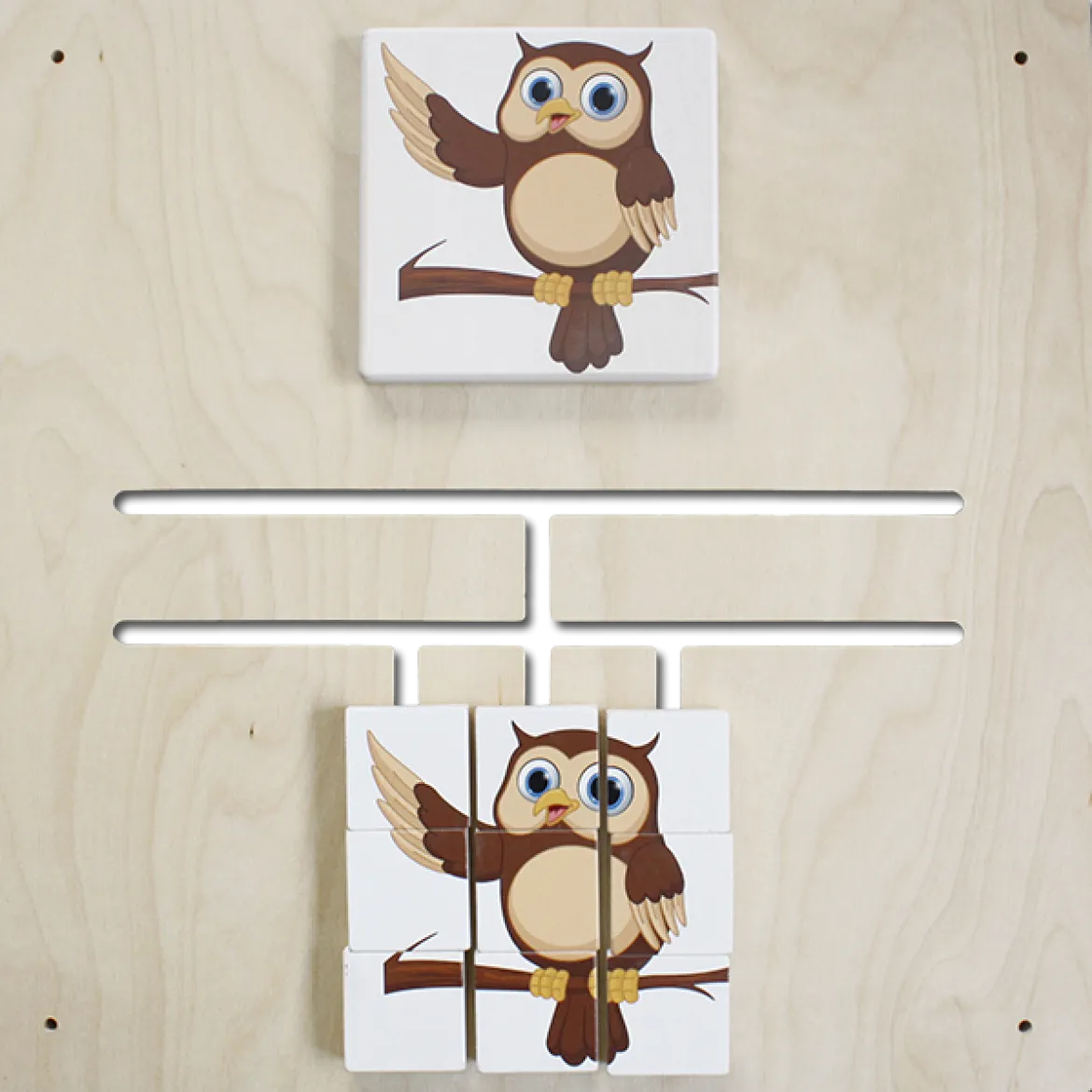 Wandspiel Labyrinth-Puzzle Eule