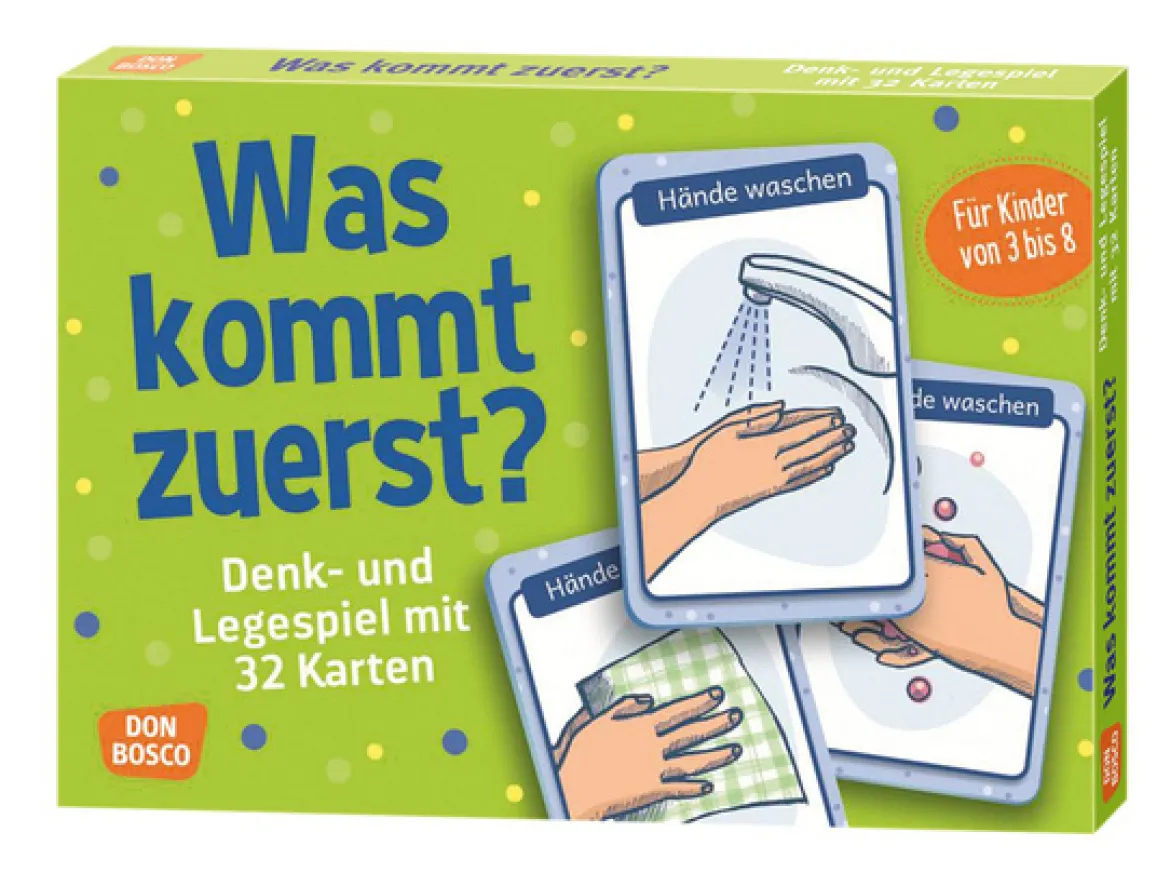 Was kommt zuerst?, Denk- und Legespiel mit Karten, 3-8 Jahre