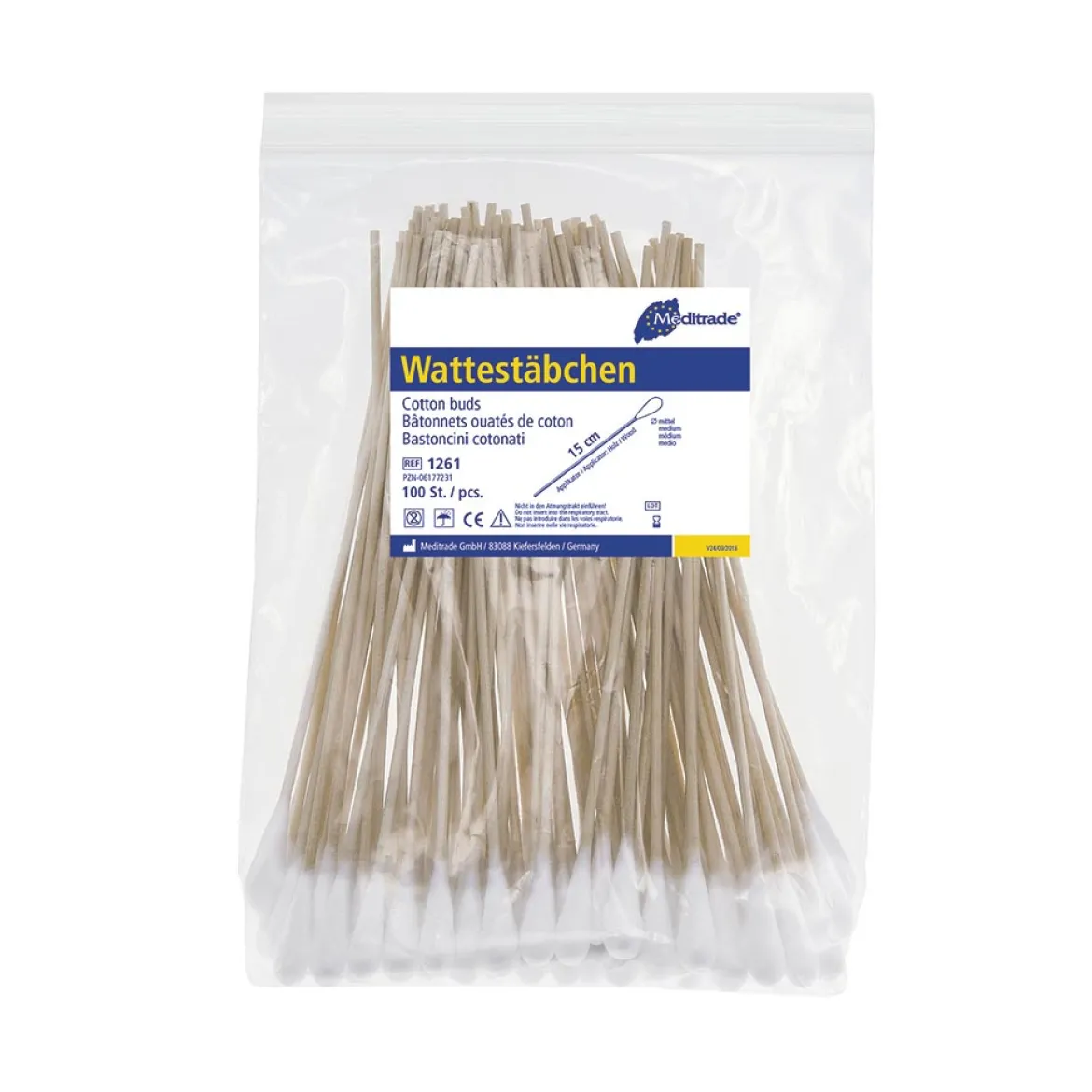 Wattestäbchen mittlerer Wattekopf