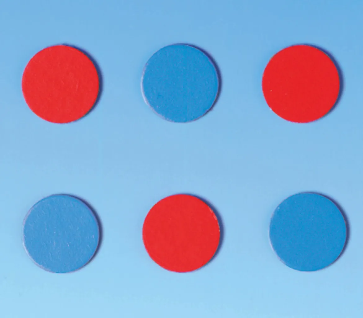 Wendeplättchen aus Karton, 20 mm, rot/blau, 500 Stück